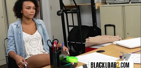  Hardcore interracial sex on the office floor with BBC teen lover.